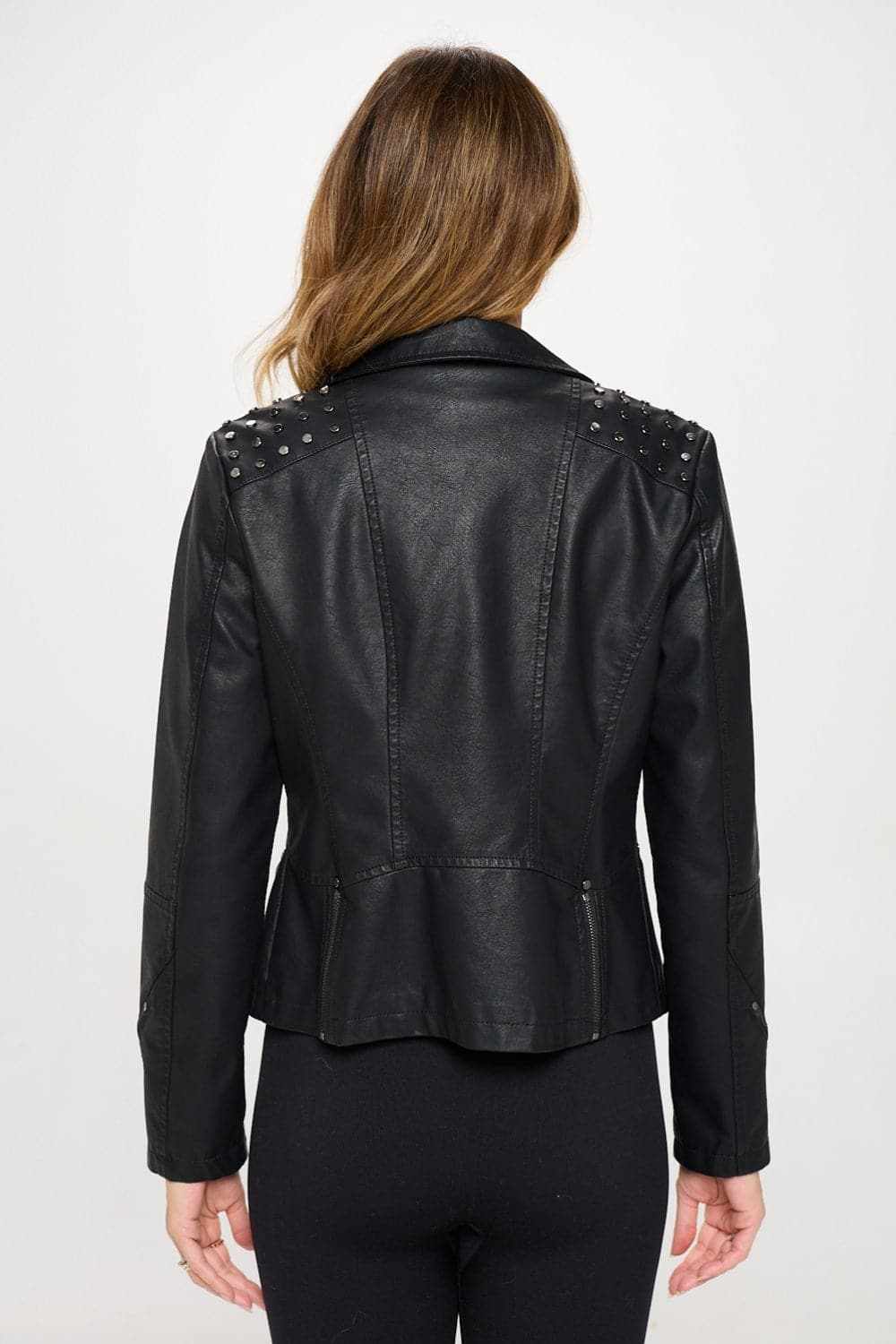 Edgy studded faux leather jacket - Love Salve